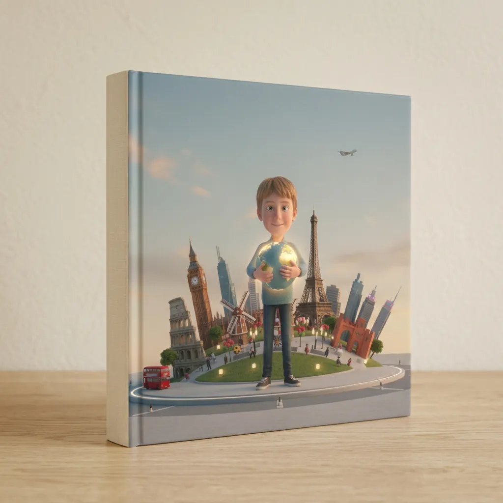 Den færdige hardcover-bog med barnets personlige forside
