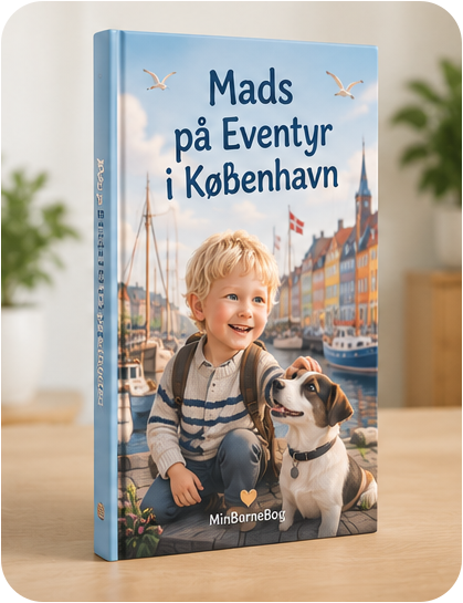 Den samme illustration trykt som en tynd hardcover-børnebog