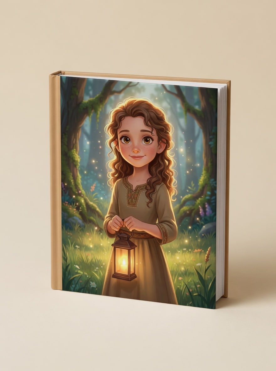 Den samme illustration trykt som en tynd hardcover-børnebog